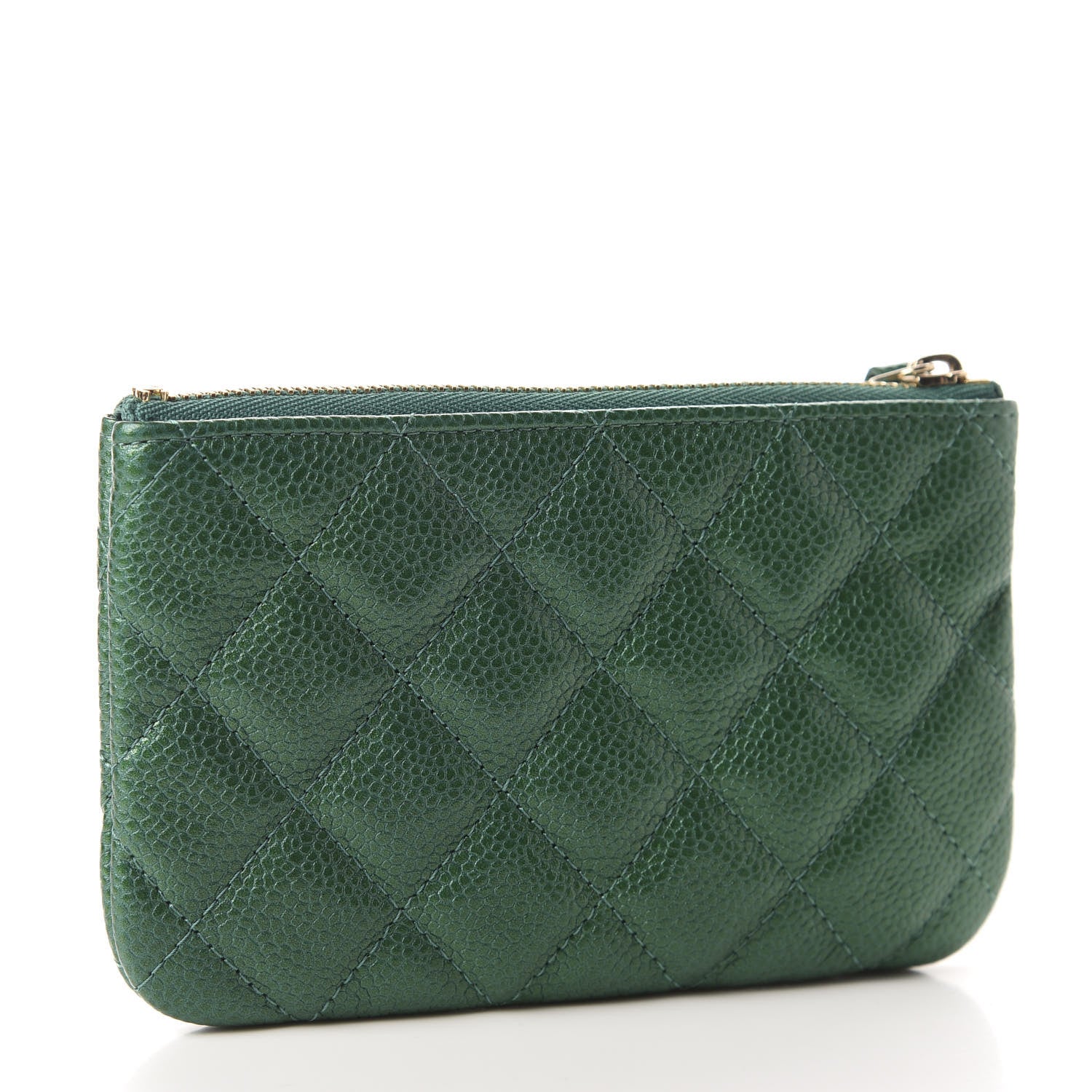 Chanel Metallic Caviar Quilted Small Cosmetic Case Green 3 of 7