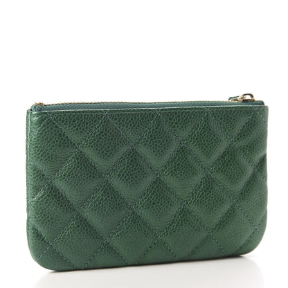 Chanel Metallic Caviar Quilted Small Cosmetic Case Green 3 of 7
