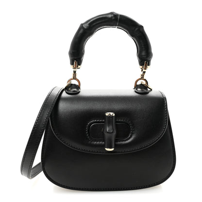 Gucci Boarded Dyana Lux Calfskin Mini Bamboo 1947 Top Handle Bag Black 1 of 9
