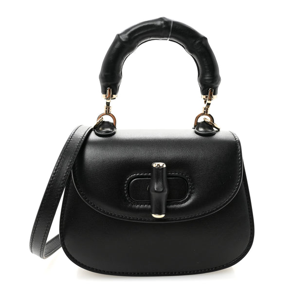 Gucci Boarded Dyana Lux Calfskin Mini Bamboo 1947 Top Handle Bag
