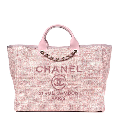 Chanel Lurex Boucle Deauville Medium Tote Pink 1 of 4