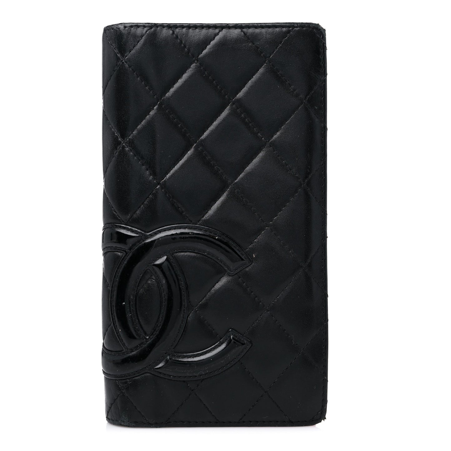 Calfskin Quilted Cambon Yen Wallet Black