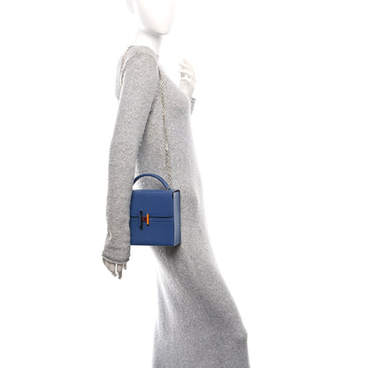 Hermes Chevre Mysore Enamel Cinhetic Boxy Top Handle Bag Deep Bleu 2 of 13