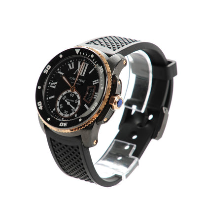 Cartier ADLC Stainless Steel 18K Pink Gold Rubber 42mm Calibre de Cartier Diver Automatic Watch Black 3 of 8