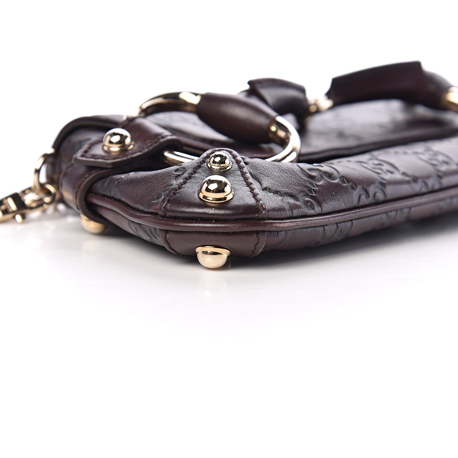 Gucci Guccissima Small Horsebit Chain Clutch Chocolate 10 of 12