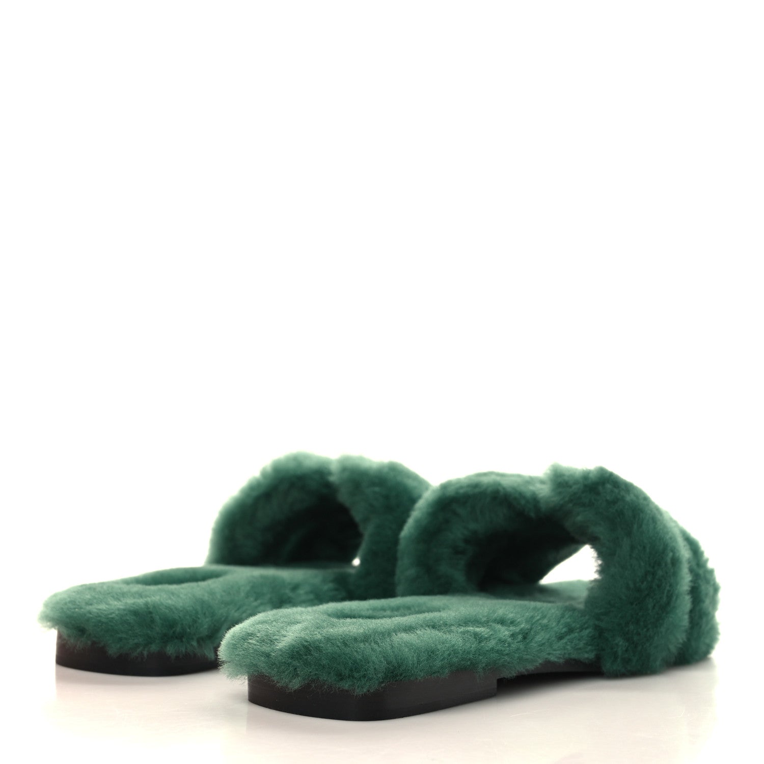 Hermes Woolskin Oran Sandals 40 Vert Anglais 4 of 8