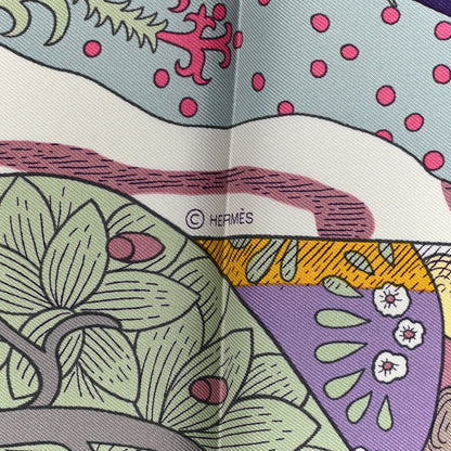 Hermes Silk Le Premier Chant Scarf 90 Violet Bleu Glacier 4 of 6
