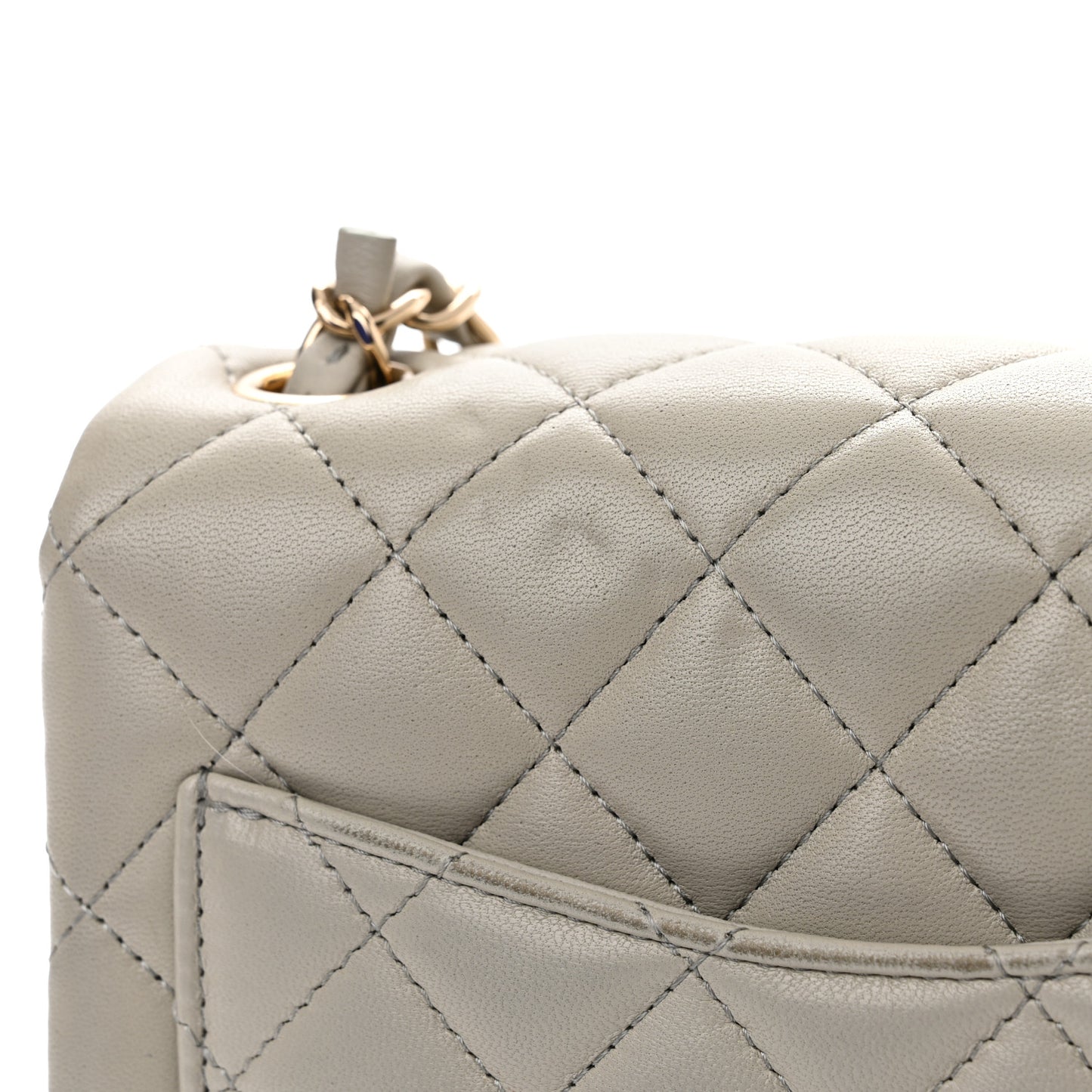Lambskin Quilted Mini Square Flap Grey