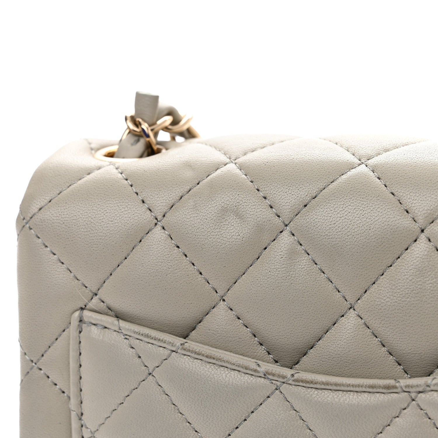 Chanel Lambskin Quilted Mini Square Flap Grey 12 of 14