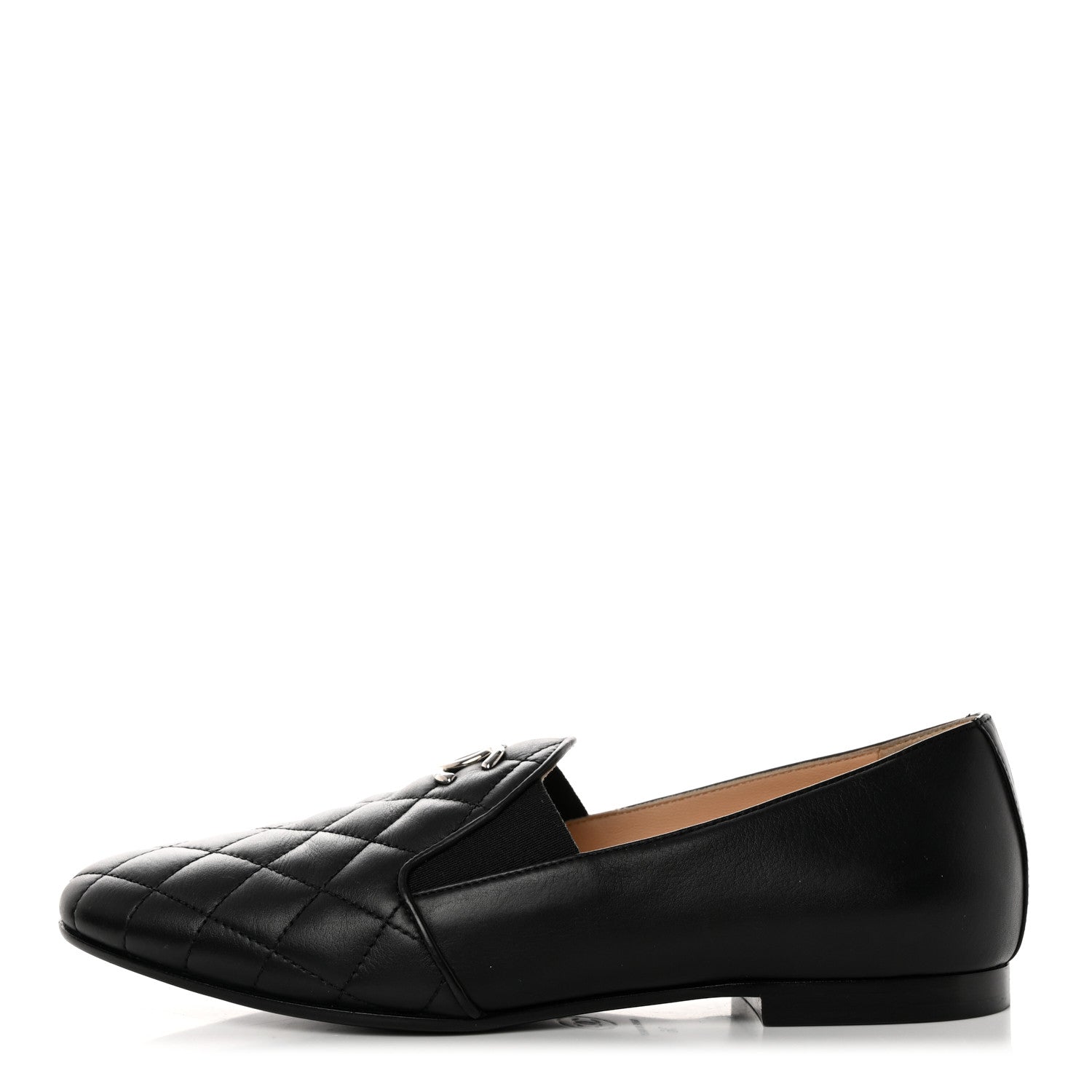 Chanel Calfskin Quilted CC Moccasin Loafers 36 Black 1 of 9