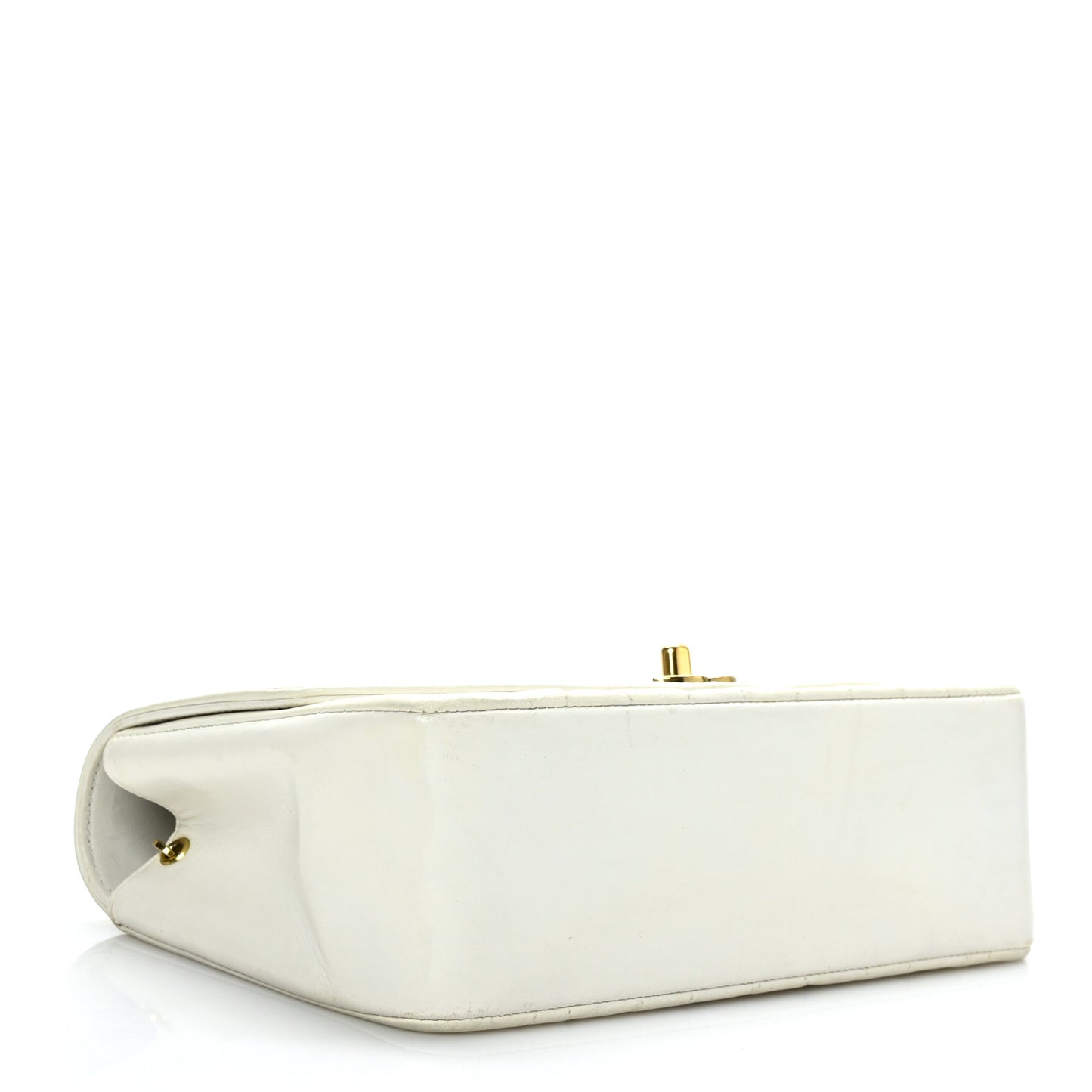 Lambskin Quilted Small Single Flap White
