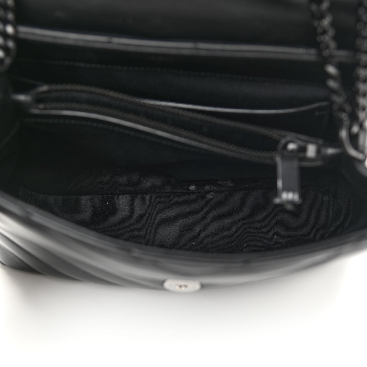 Calfskin Y Quilted Monogram Monochrome Small Loulou Chain Satchel Black