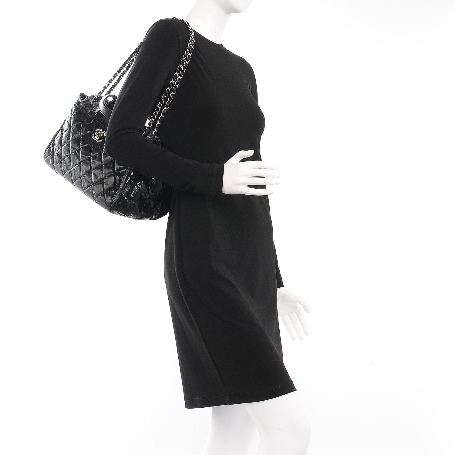 Chanel Glazed Calfskin Quilted Tweed Portobello Tote Black 2 of 7