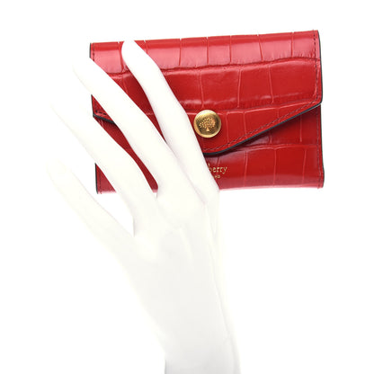 Mulberry Shiny Crocodile Embossed Stud Folded Multi Card Case Wallet Scarlet 2 of 6