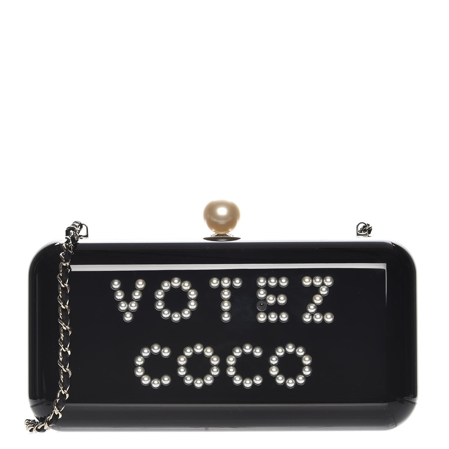 Chanel Plexiglass Votez Coco Evening In The Street Clutch Black 1 of 9