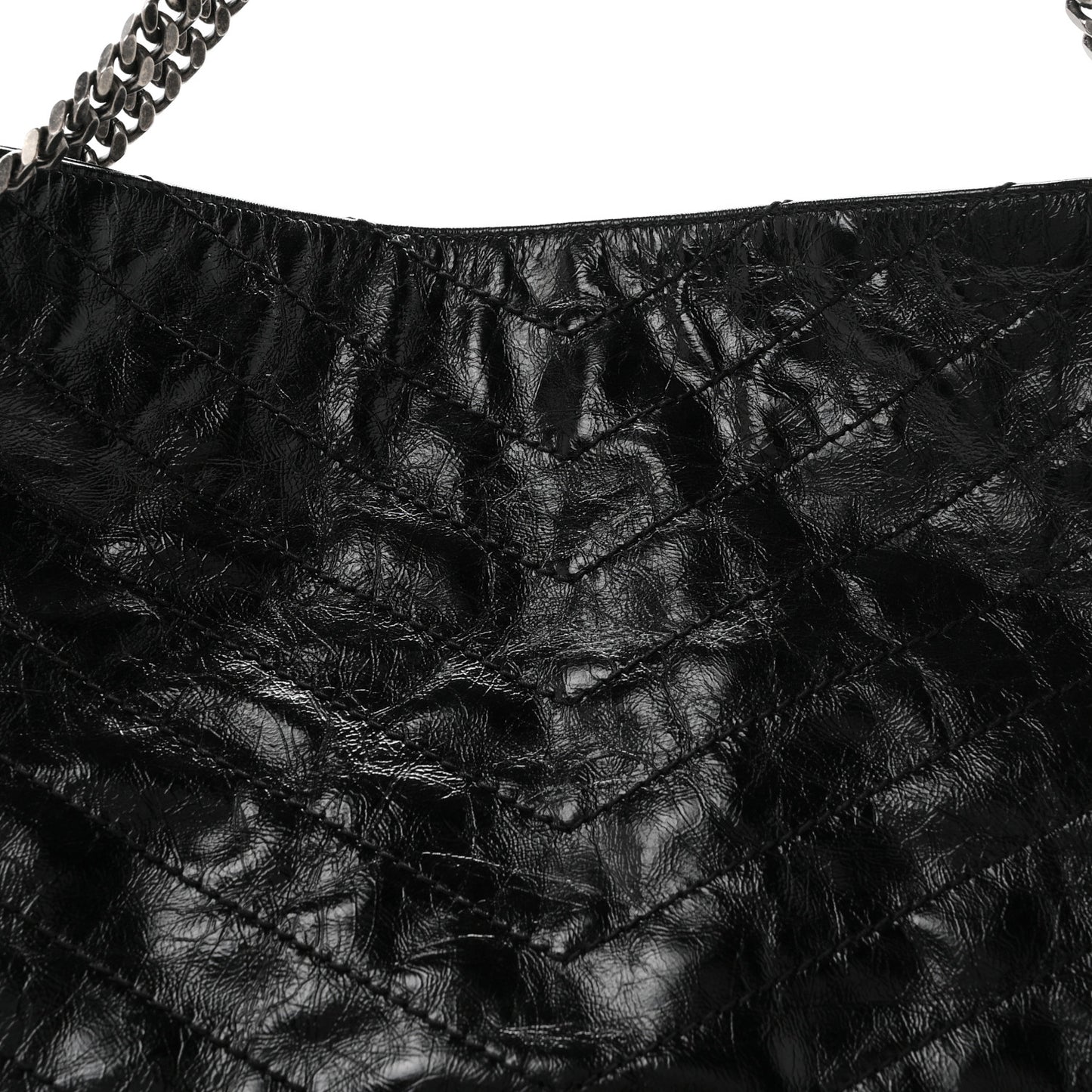 Crinkled Calfskin Matelasse Monogram Large Niki Shopper Tote Black