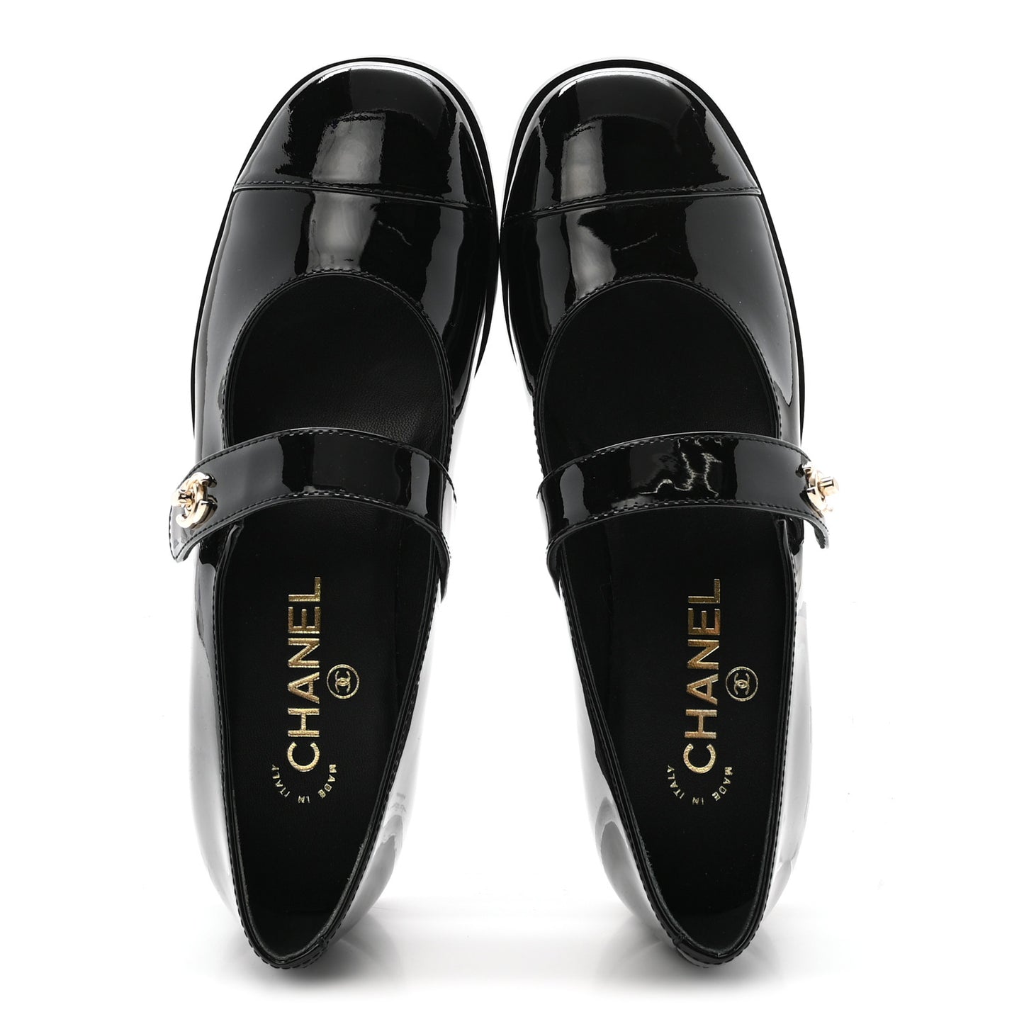 Patent Calfskin Mary Janes Flats 37.5 Black