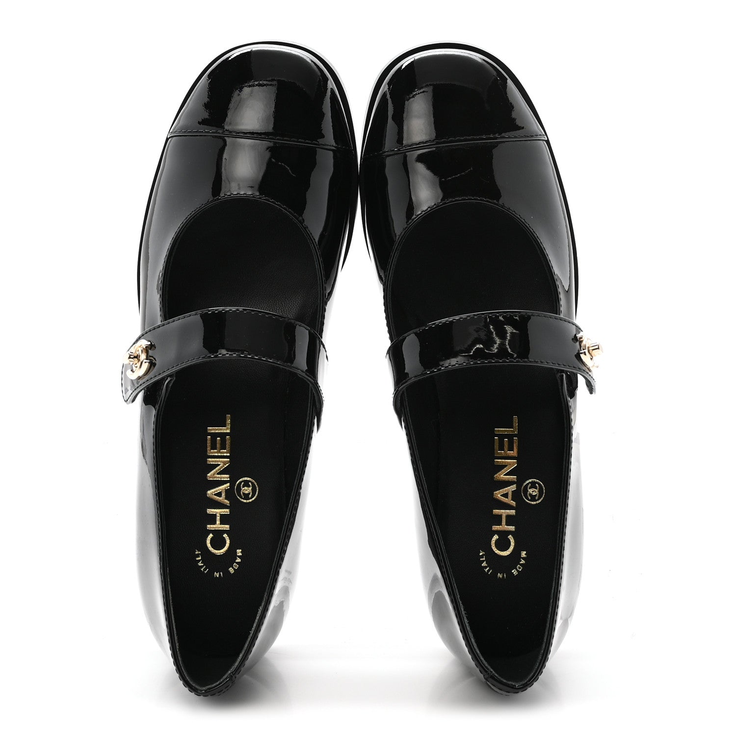 Chanel Patent Calfskin Mary Janes Flats 37.5 Black 2 of 10