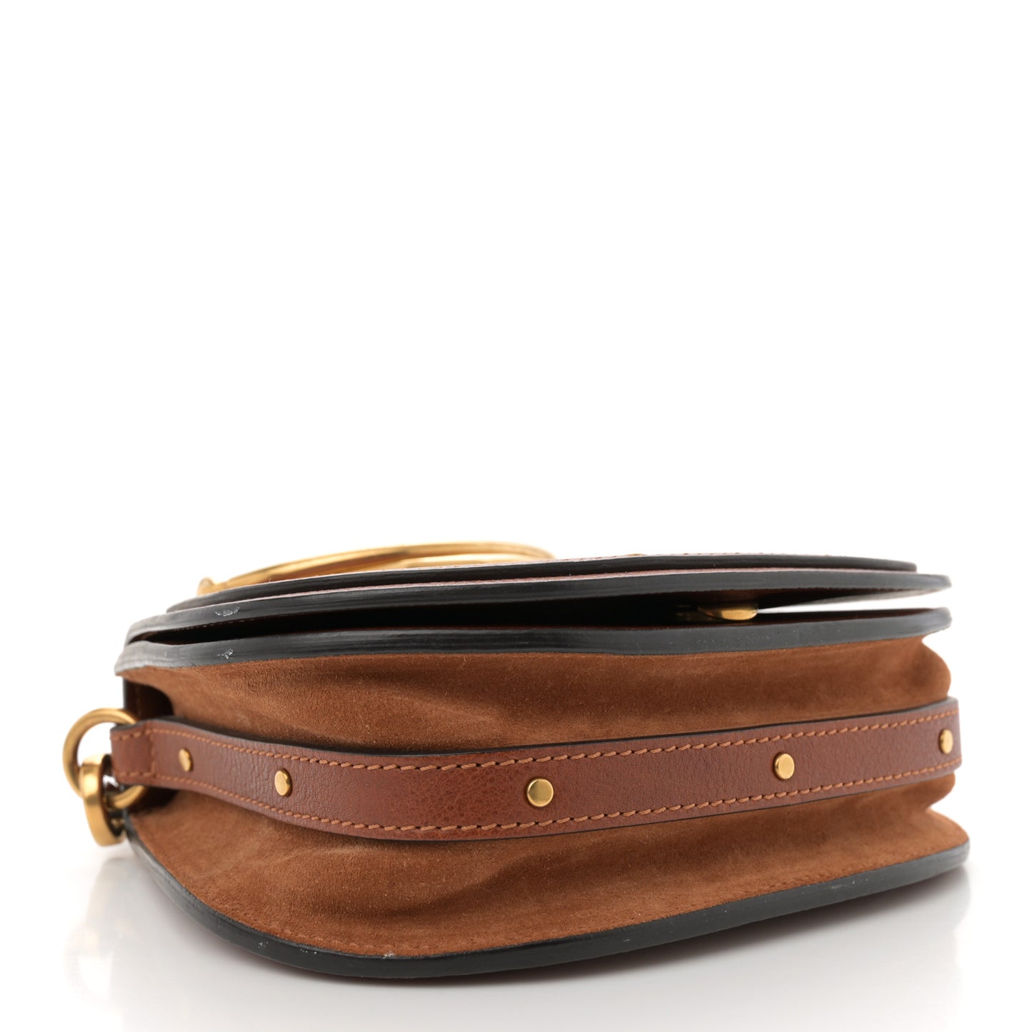 Calfskin Suede Small Nile Bracelet Bag Caramel