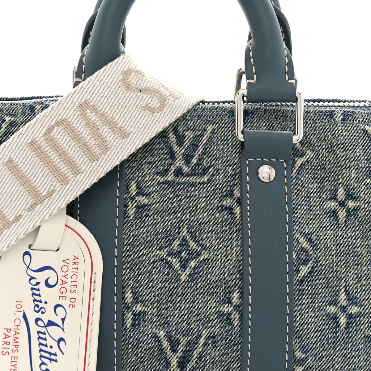 Louis Vuitton Monogram Washed Denim Keepall Bandouliere 25 7 of 10
