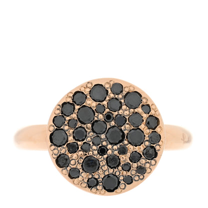 Pomellato 18K Rose Gold Black Diamond Round Sabbia Ring 51 5.75 1 of 5