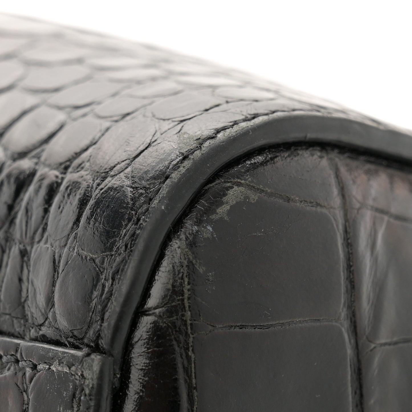 Calfskin Crocodile Embossed Small Antigona Black