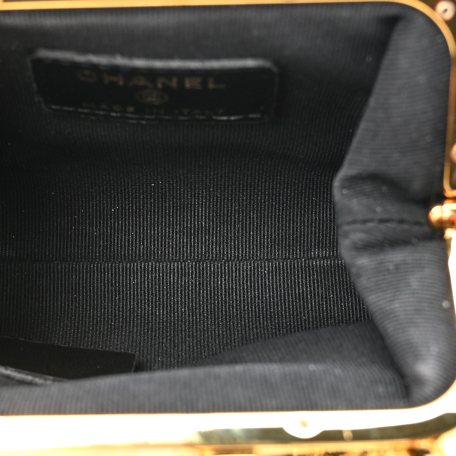 Chanel Lambskin Quilted Trio Kiss Lock Clutch With Chain Black 7 of 13