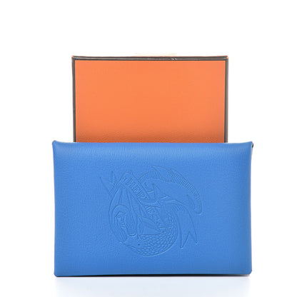 Hermes Swift Calvi Tattoo Card Case Bleu Hydra Gris Perle 8 of 8