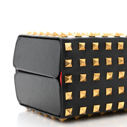 Valentino Garavani Grainy Calfskin Rockstud Allover Alcove Box Shoulder Bag Black 8 of 9