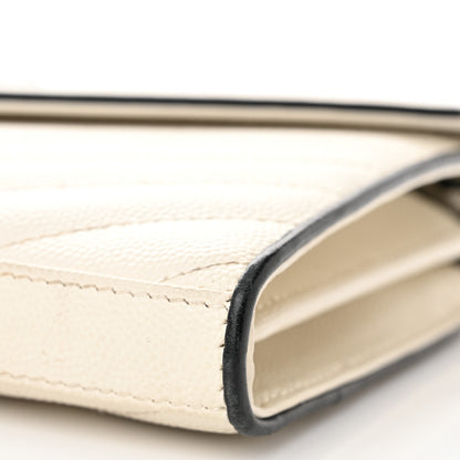 Saint Laurent Grain De Poudre Matelasse Monogram Chain Wallet White Black 11 of 17