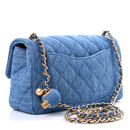 Chanel Denim Quilted Mini Pearl Crush Rectangular Flap Blue 3 of 10