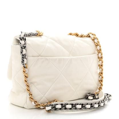 Chanel Goatskin Quilted Large Chanel 19 Flap White 3 of 15