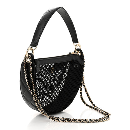 Chanel Mesh Shiny Lambskin Chain Hobo Black 4 of 12