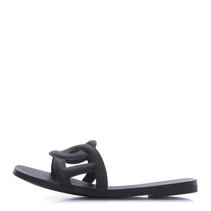 Hermes Rubber Aloha Sandals 38 Black 1 of 9