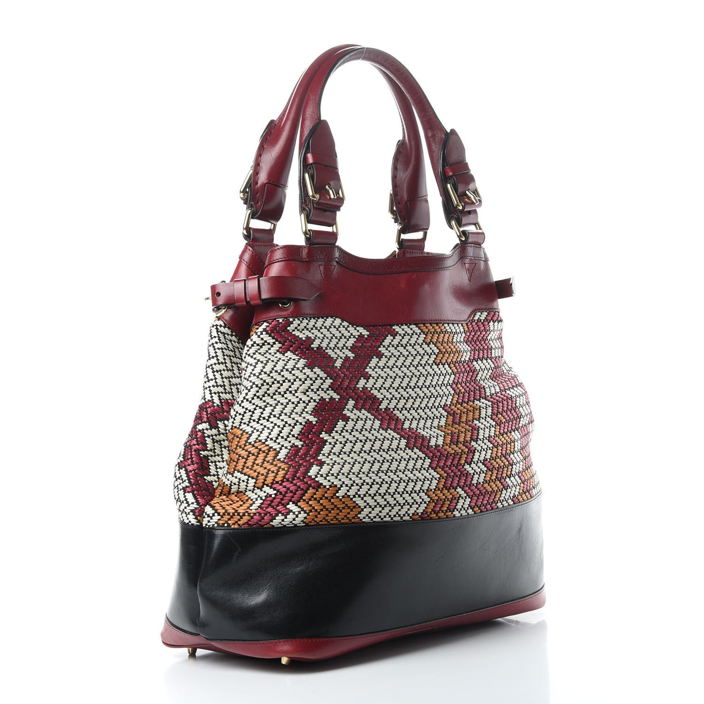 Prorsum Calfskin Raffia Check Tote