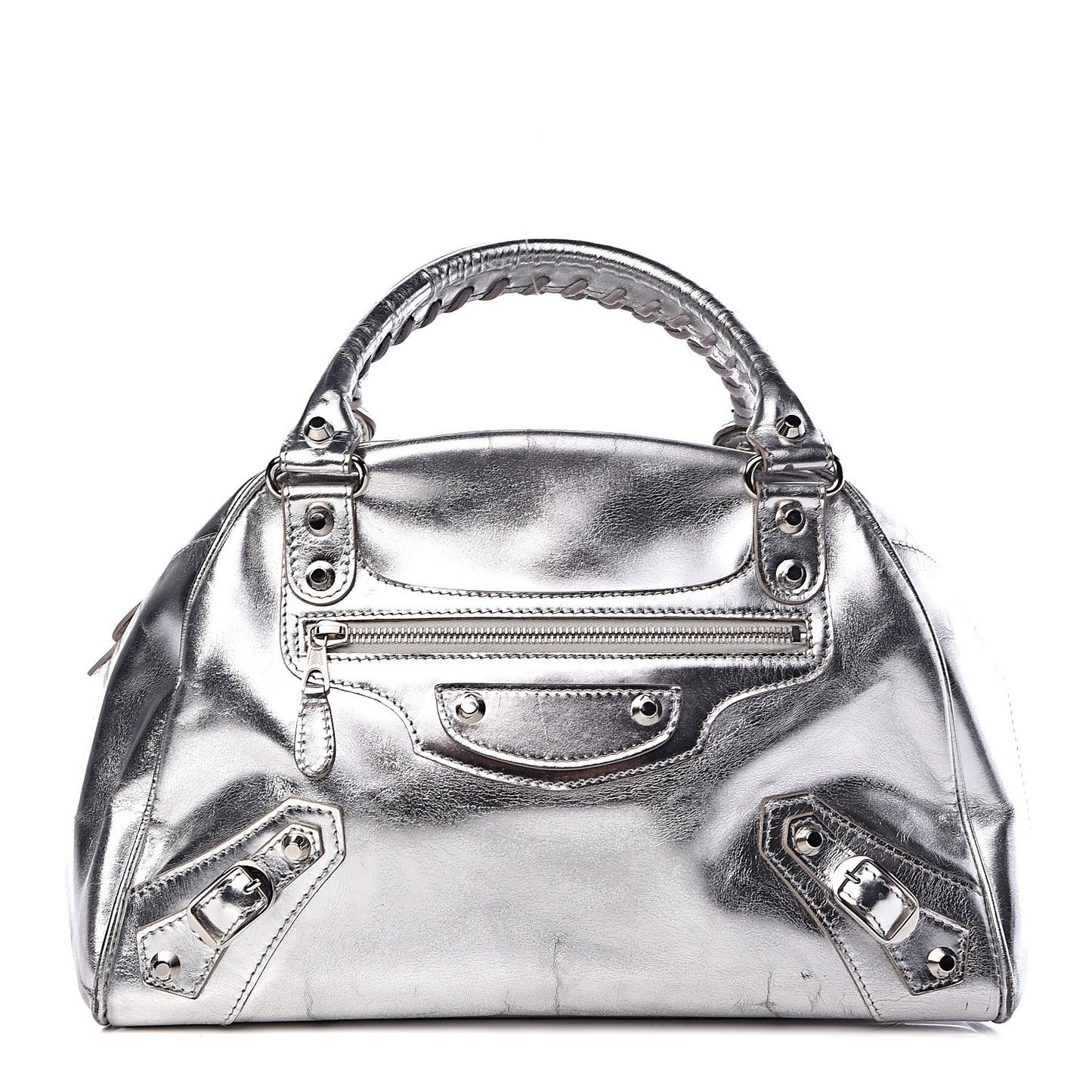 Metallic Calfskin Motocross Classic Hardware Bowling MM Silver Hardware