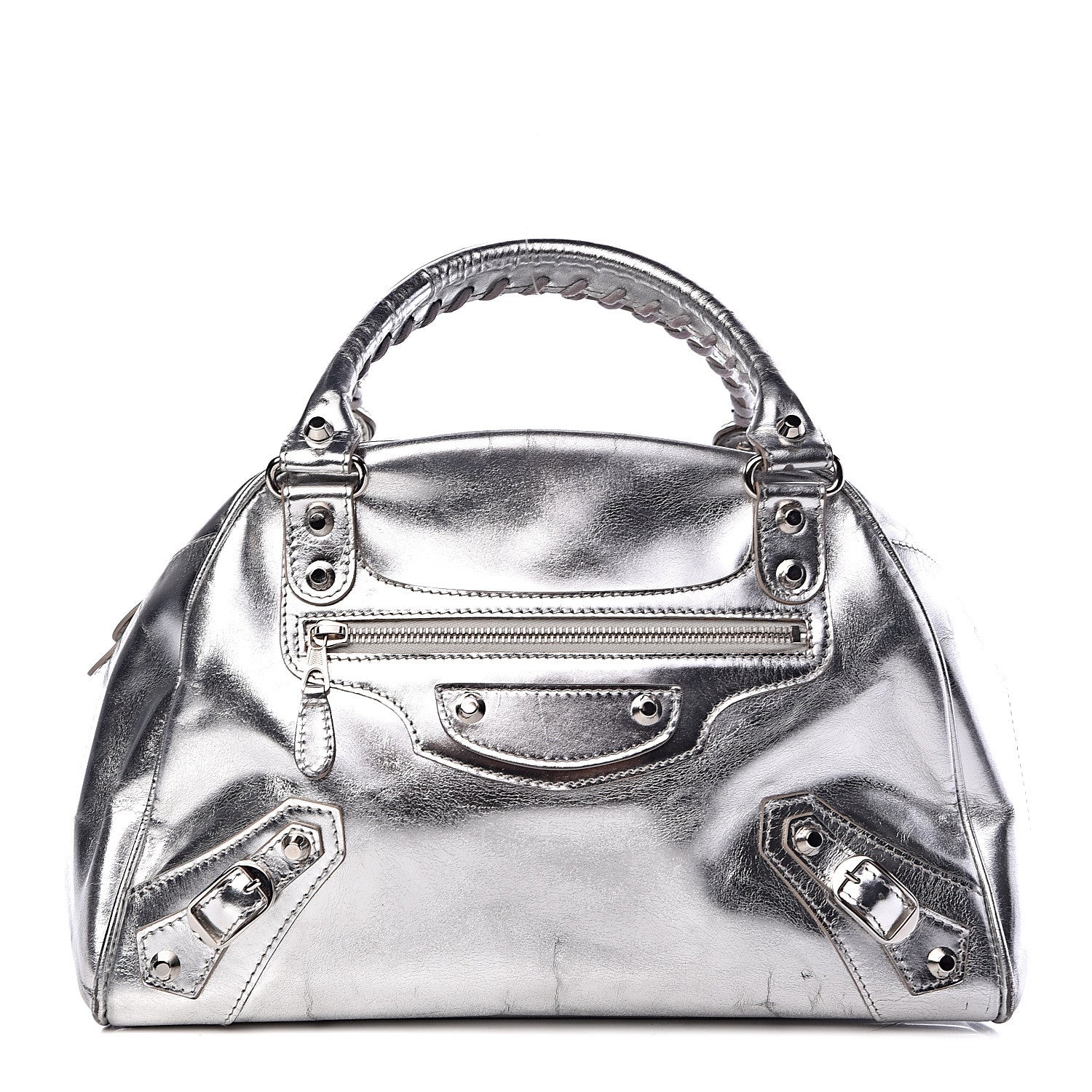Balenciaga Metallic Calfskin Motocross Classic Hardware Bowling MM Silver Hardware 1 of 20
