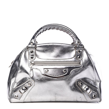 Balenciaga Metallic Calfskin Motocross Classic Hardware Bowling MM Silver Hardware 1 of 20