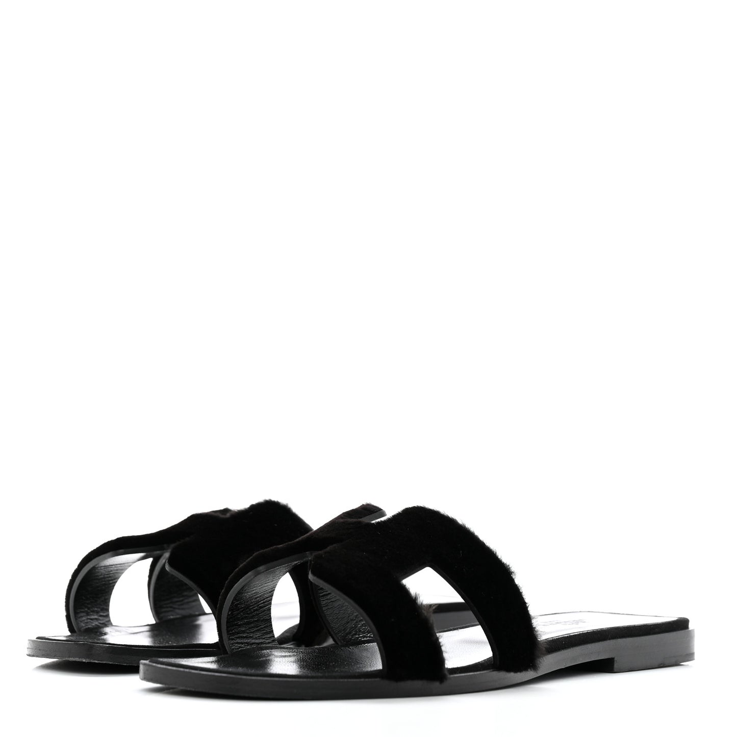 Mink Fur Oran Sandals 37 Black