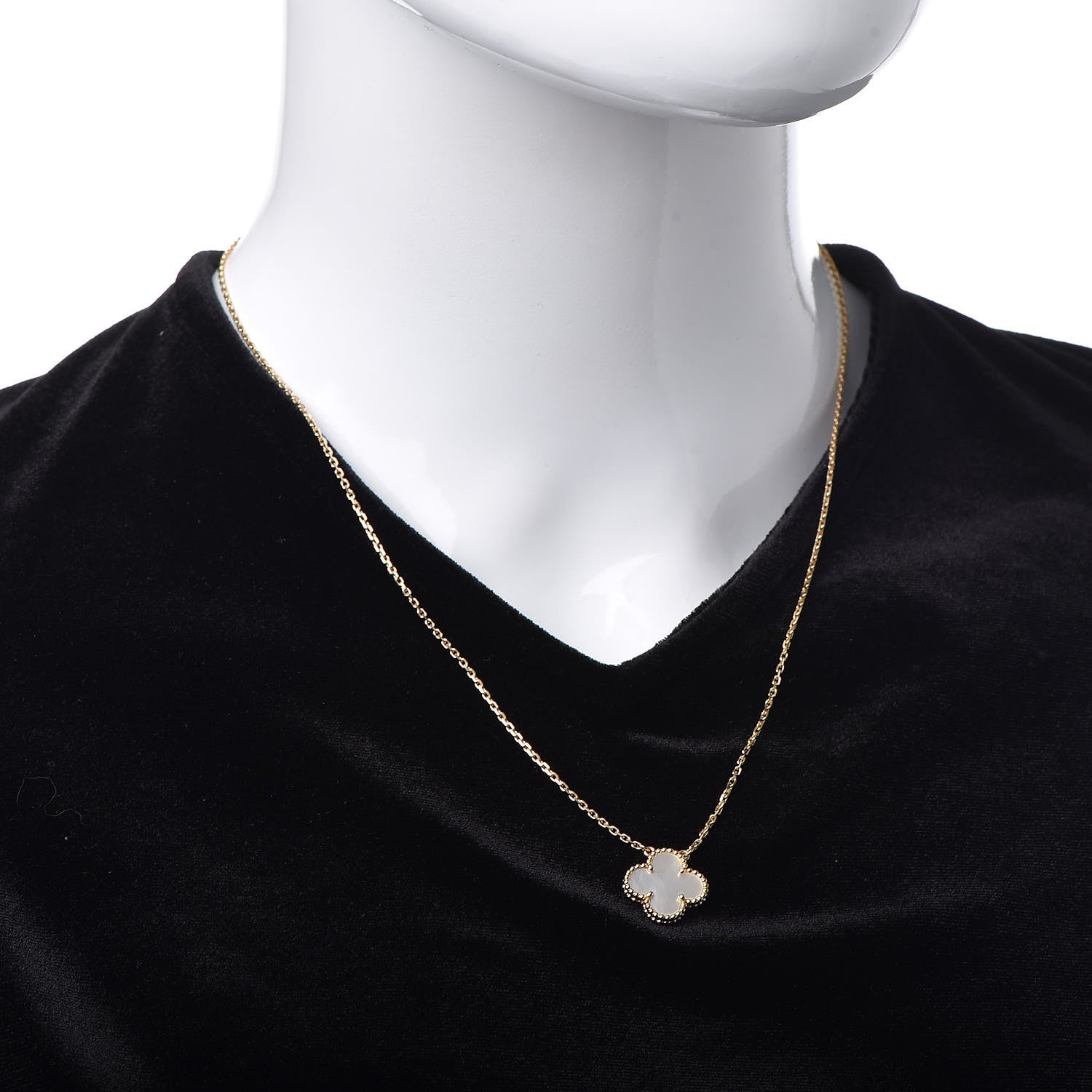 Van Cleef & Arpels 18K Yellow Gold Mother of Pearl Vintage Alhambra Pendant Necklace 2 of 8