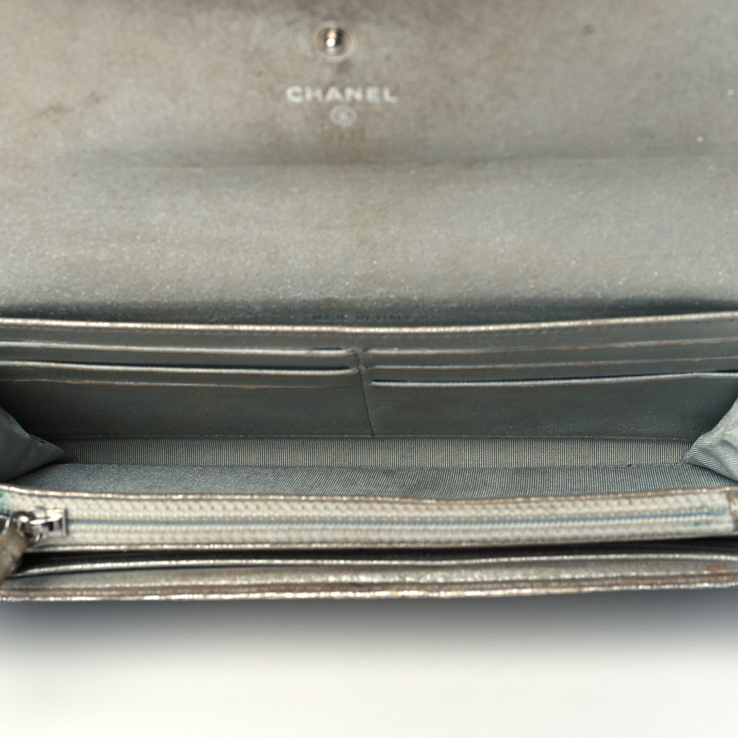 Chanel Iridescent Lizard Wallet With Removable Chain Silver 5 of 13