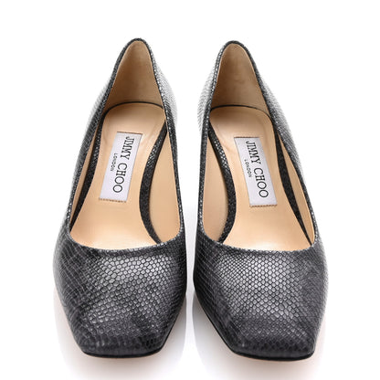 Jimmy Choo Calfskin Snakeskin Embossed Dianne Pump 35.5 Black 3 of 8