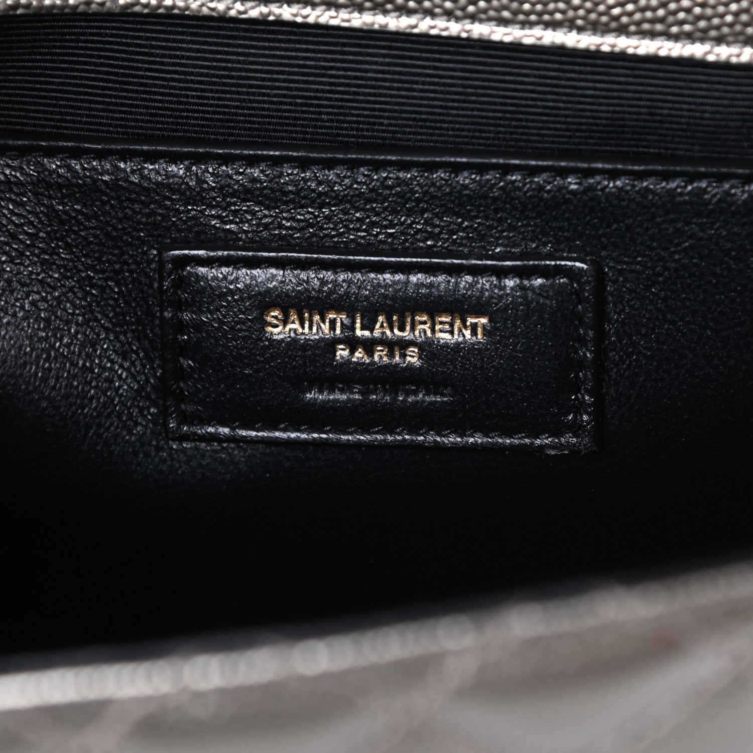 Saint Laurent Metallic Grain De Poudre Textured Mixed Matelasse Triquilt Medium Monogram Satchel Piombo 6 of 9