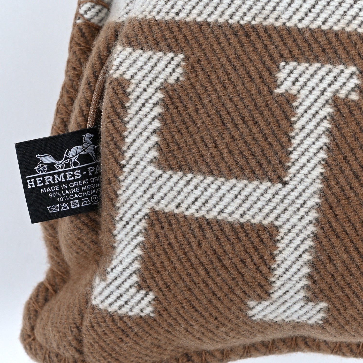 Hermes Wool Cashmere Avalon Pillow PM Ecru Camel 3 of 3
