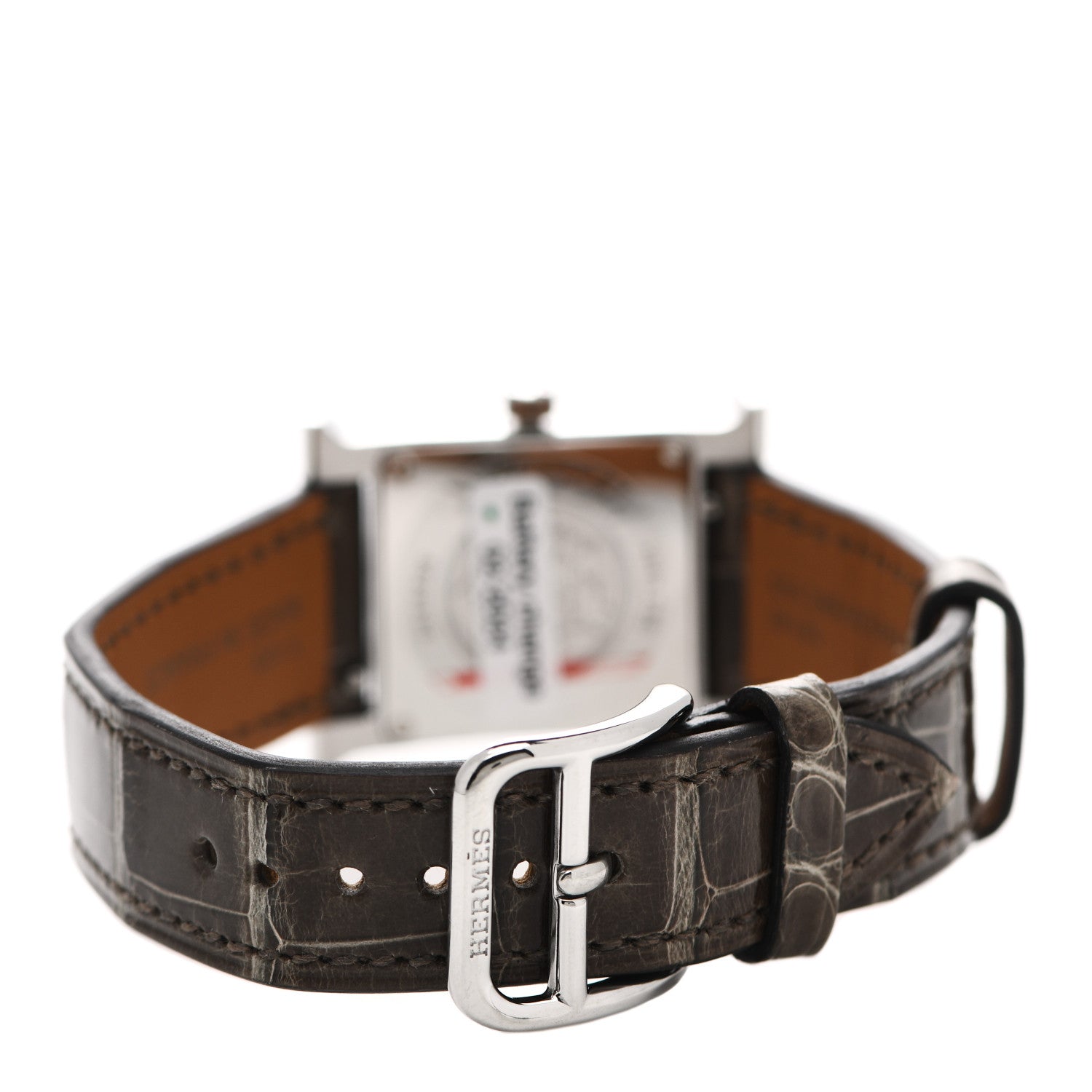 Hermes Stainless Steel Alligator Diamond Bezel Mother of Pearl 21mm Heure H Hour Quartz Watch Gris Elephant 3 of 5