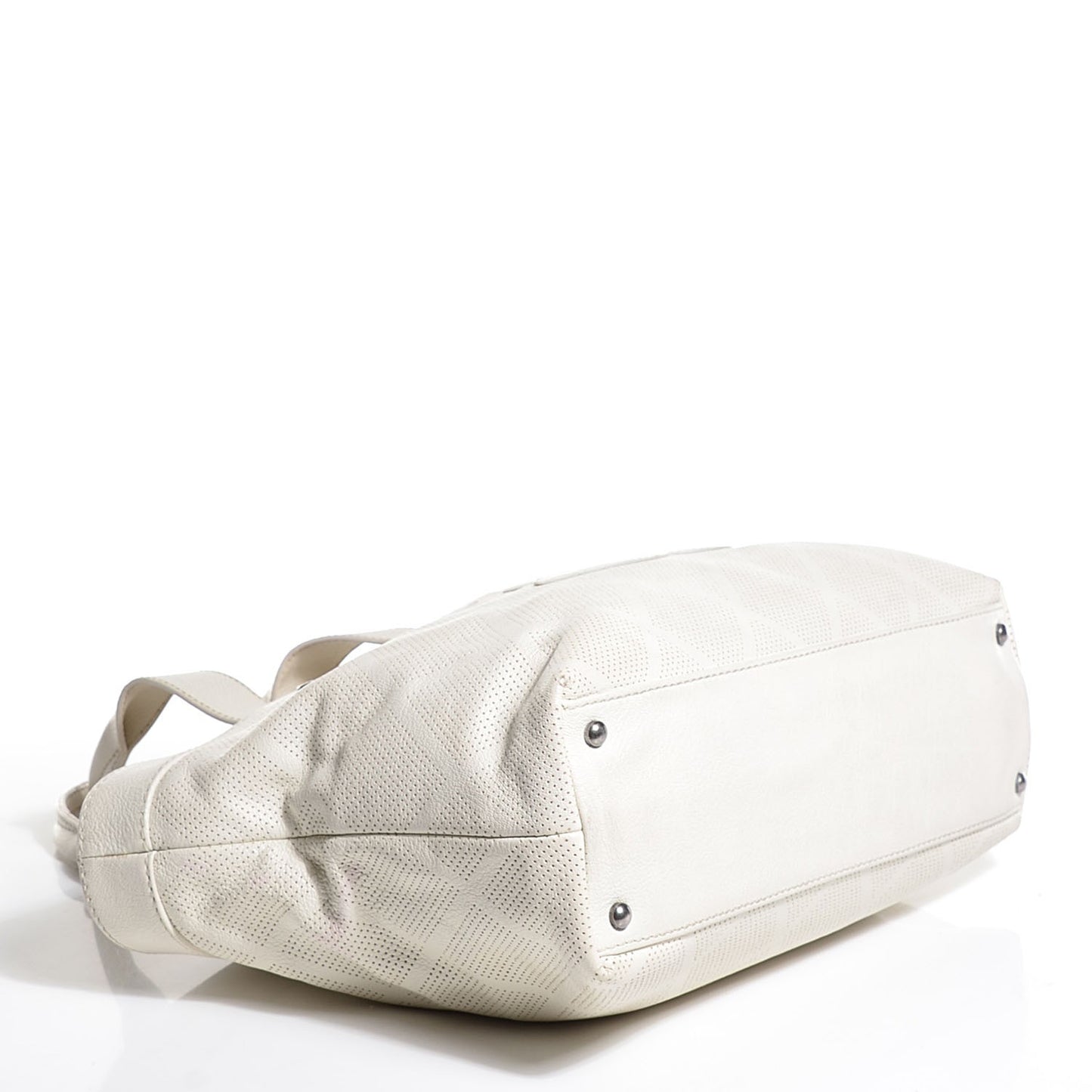 Goatskin Perforated Large Tote White