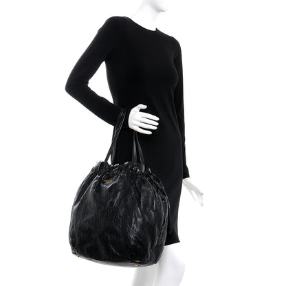 Prada Nappa Antique Shoulder Bag Black 2 of 9