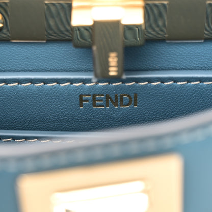 Fendi Denim Nappa Floral Embroidered Petite Peekaboo I SEE U Satchel Blue 6 of 9