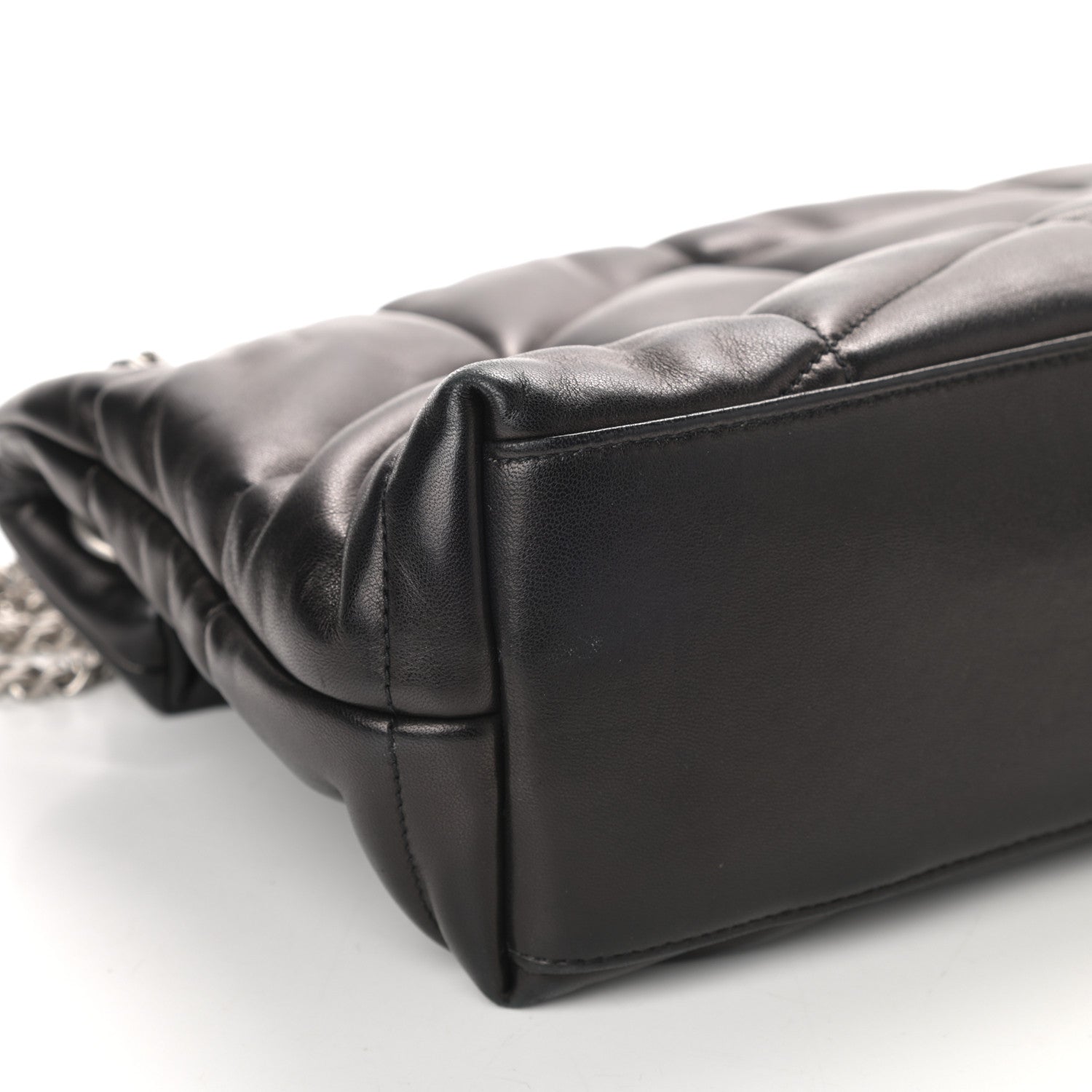 Saint Laurent Lambskin Quilted Small Loulou Puffer Monogram Chain Satchel Black 9 of 10