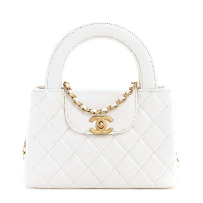 Chanel Shiny Aged Calfskin Quilted Nano Kelly Shopper White 1 of 12